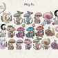 Colourful Mystical Mushrooms Clipart, Fall Forest Fungus Clipart, Mushroom Woodland, 21 png files, INSTANT DOWNLOAD