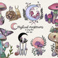 Colourful Mystical Mushrooms Clipart, Fall Forest Fungus Clipart, Mushroom Woodland, 21 png files, INSTANT DOWNLOAD