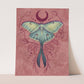 Luna Moon Moth – Digital Art Print | Celestial Insect Illustration with Crescent Moon | Available in 5x7, 8x10, 11x14