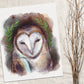 Mystic Barn Owl – Digital Art Print | Whimsical Forest Owl Illustration | Available in 5x7, 8x10, 11x14