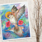 Hibiscus Flight – Watercolor Art Print | Colorful Birds with Tropical Flowers | Available in 5x7, 8x10, 11x14