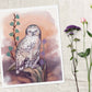 Snowy Owl Watcher – Digital Art Print | Mystical Owl Illustration with Sunset Tones | Available in 5x7, 8x10, 11x14
