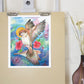 Hibiscus Flight – Watercolor Art Print | Colorful Birds with Tropical Flowers | Available in 5x7, 8x10, 11x14