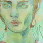 Green Eyes-Watercolor painting 5x7