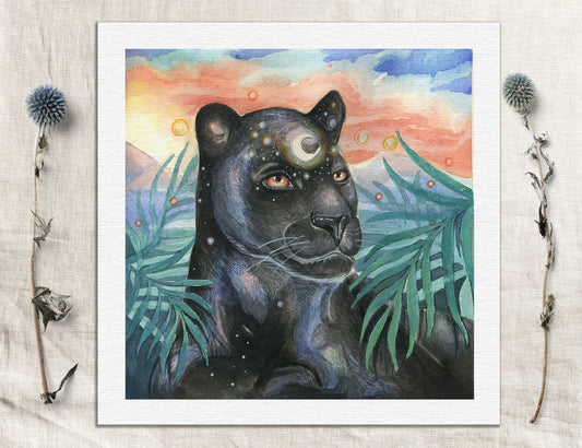 The Black Panther-Watercolor painting 8x8