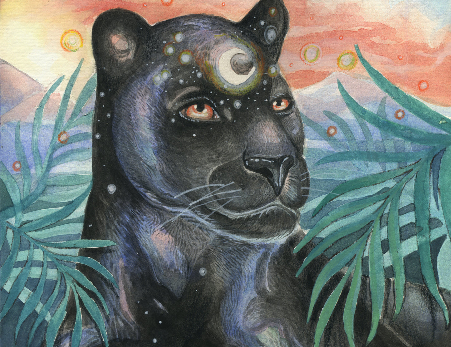 The Black Panther-Watercolor painting 8x8