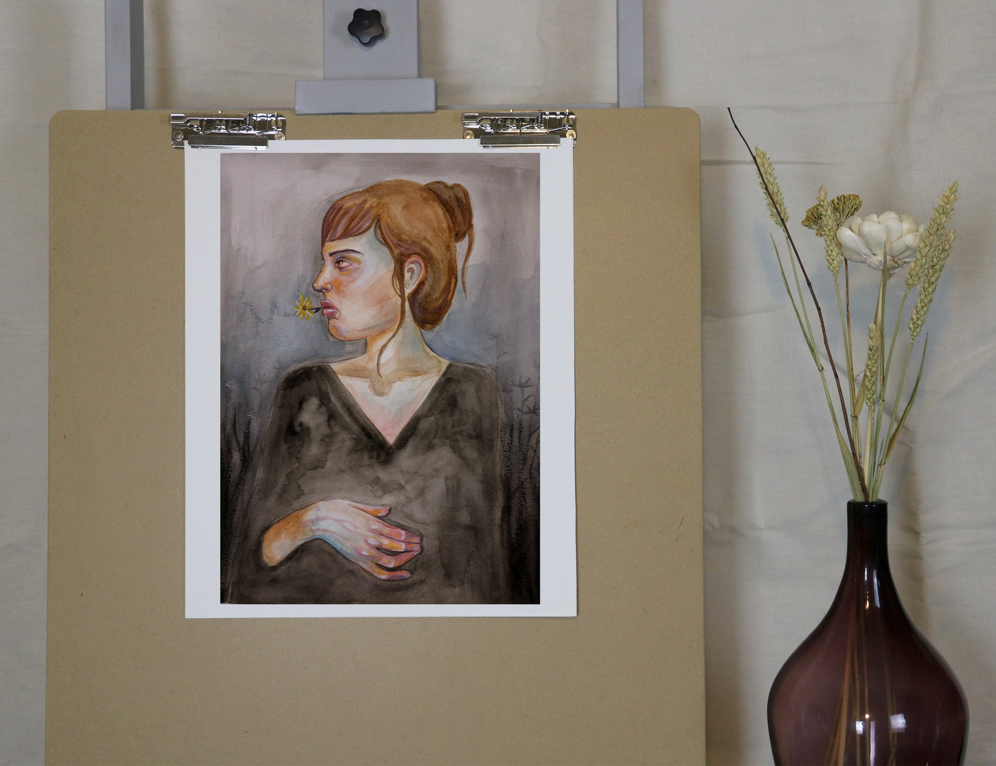 La Espera- Mix media painting 11x14